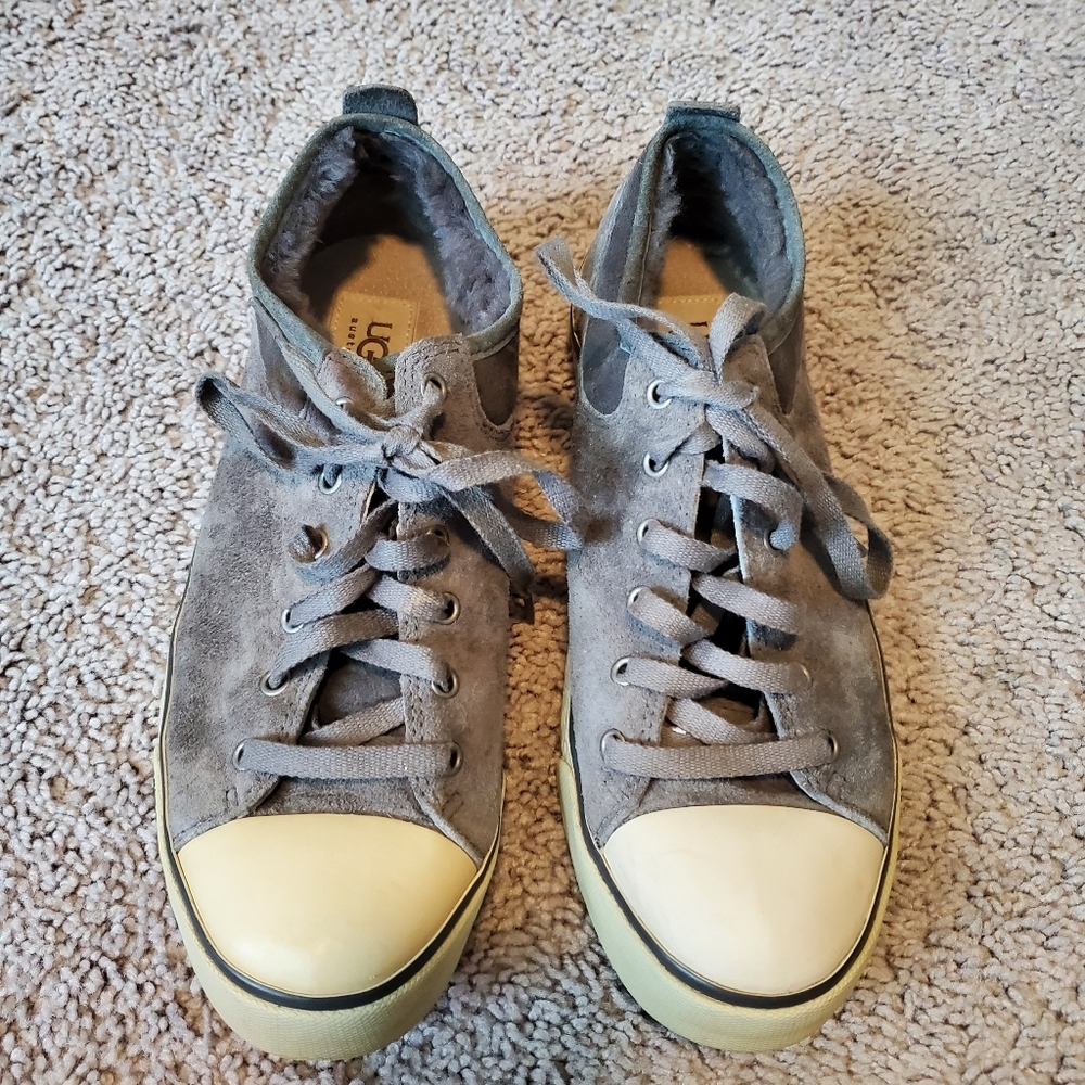 UGG Suede Sneakers in Gray and Cream